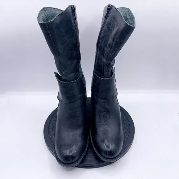 BORN soft leather mid-calf black boots Women’s Size 7