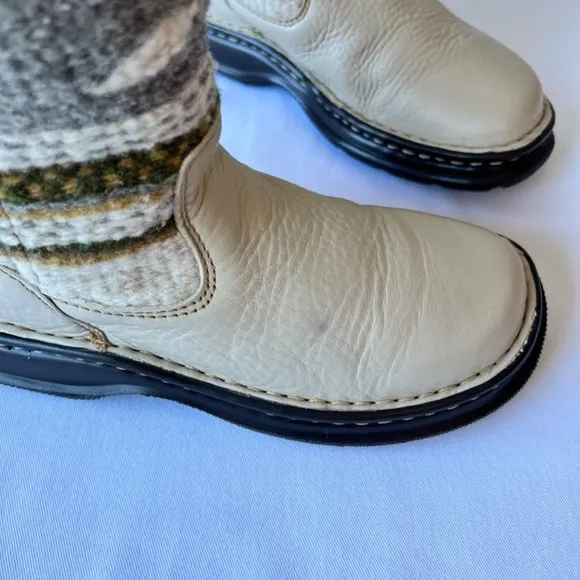 Born Southwestern Aztec style tapestry wool and leather midi boot