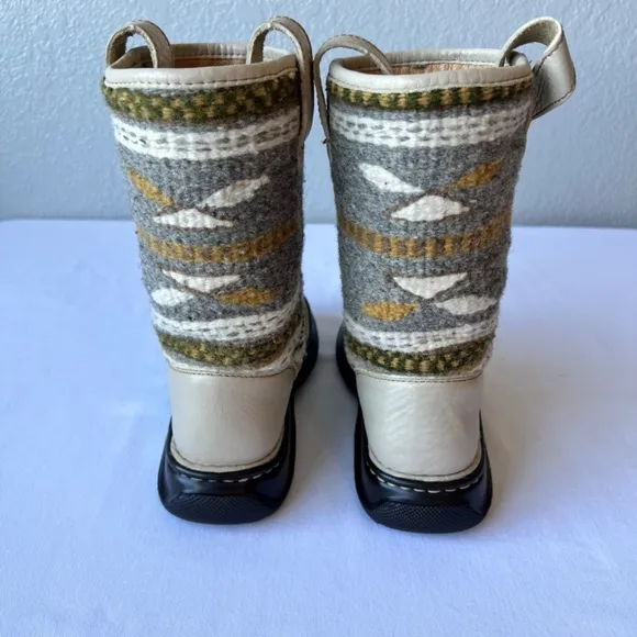 Born Southwestern Aztec style tapestry wool and leather midi boot