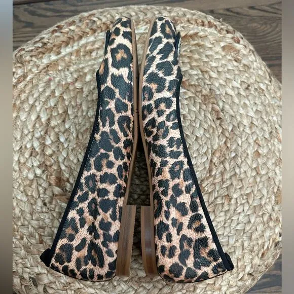 Brighton Aleta Ballerinas Leopard Print Leather Silver Plate medallion Size 10M