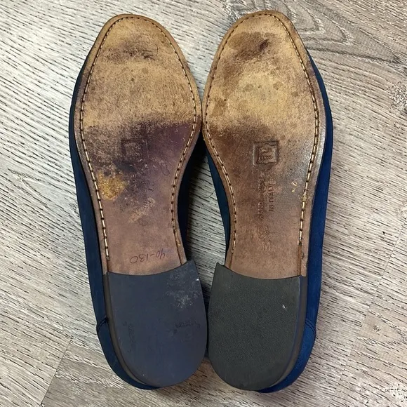 Bruno Magli Mens 9.5 M Loafers Shoes Tassle Navy Blue Soft Nubuck Leather Italy