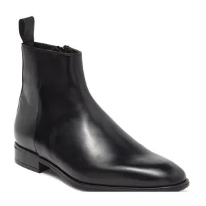 Bruno Magli Milton Black Leather Zipper Casual Dress Boots...Size 10.5