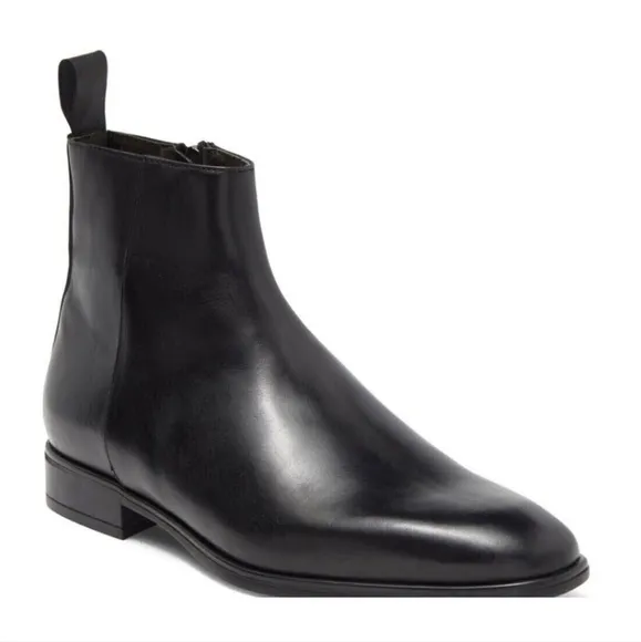 Bruno Magli Milton Black Leather Zipper Casual Dress Boots...Size 10.5