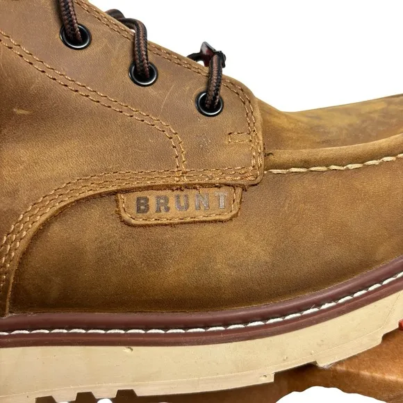 BRUNT MARIN SOFT TOE Lined 6&quot; Brown Tan Work Boots WATERPROOF Size 10 EU 43