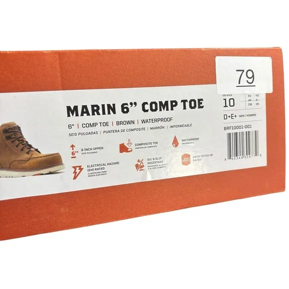 BRUNT MARIN SOFT TOE Lined 6&quot; Brown Tan Work Boots WATERPROOF Size 10 EU 43