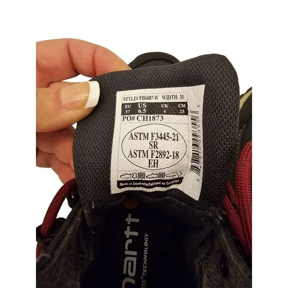 Carhartt Mens Waterproof Hiking Boots Size 6.5 Gray &amp; Red