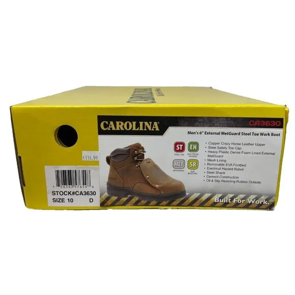 Carolina Men's Brown 6&quot; External MetGuard Steel Toe Work Boot - Size 10 D
