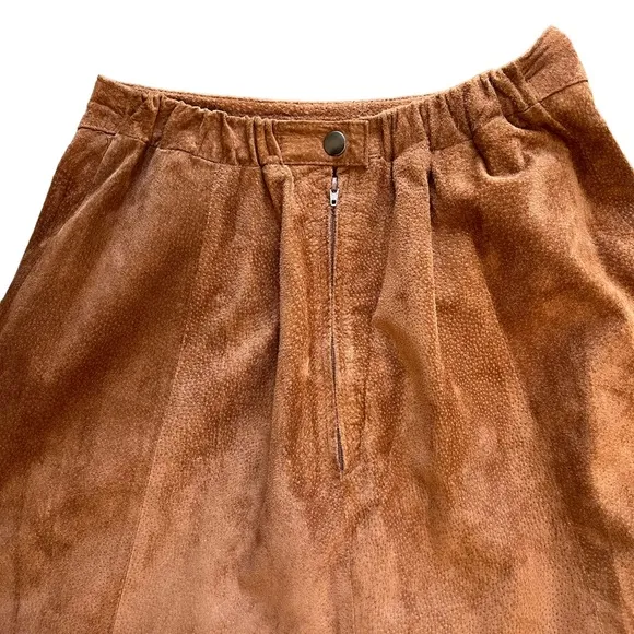 .Casual Corner 100% genuine leather size 10 brown midi skirt lined