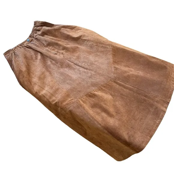 .Casual Corner 100% genuine leather size 10 brown midi skirt lined