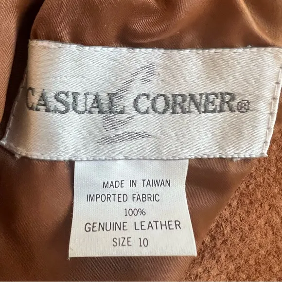 .Casual Corner 100% genuine leather size 10 brown midi skirt lined