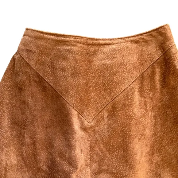 .Casual Corner 100% genuine leather size 10 brown midi skirt lined