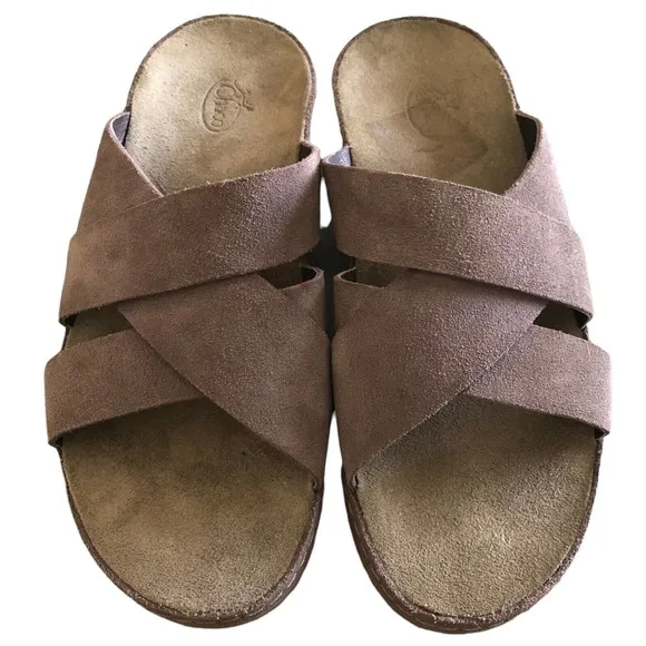 Chaco Wayfarer Sz 7 M EU 38 Women's Casual Slide Sandals Suede Sparrow JCH108832