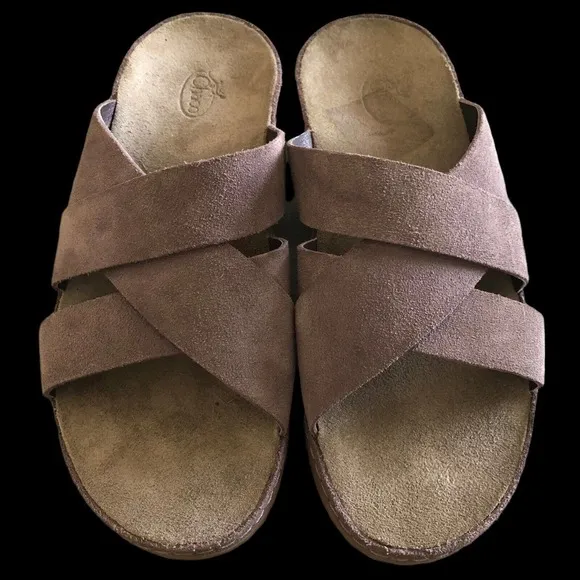 Chaco Wayfarer Sz 7 M EU 38 Women's Casual Slide Sandals Suede Sparrow JCH108832