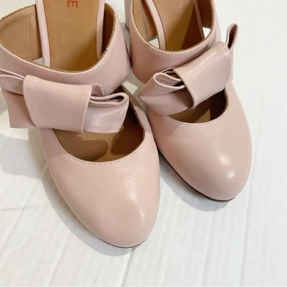 CHiE by Chie Mihara Mary Jane Mules Size 38.5 Size 7.5 Pink Leather Spain Pastel