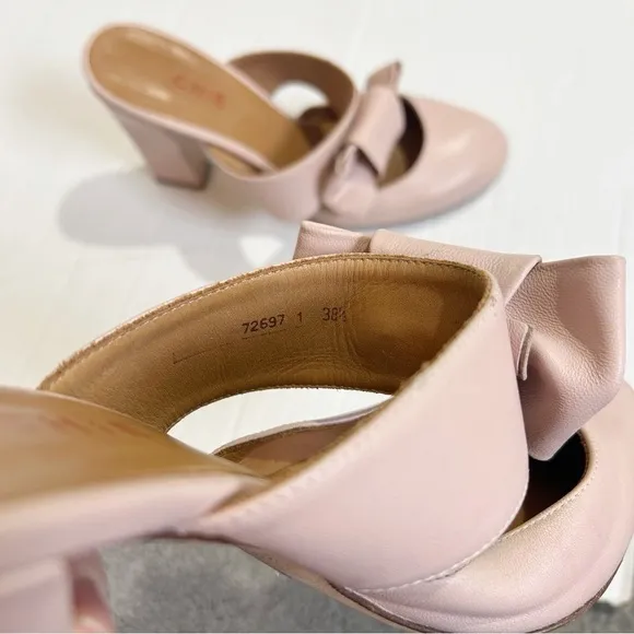 CHiE by Chie Mihara Mary Jane Mules Size 38.5 Size 7.5 Pink Leather Spain Pastel