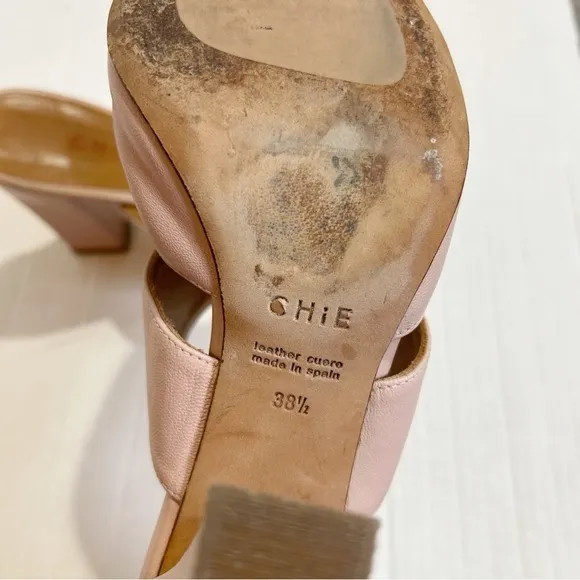 CHiE by Chie Mihara Mary Jane Mules Size 38.5 Size 7.5 Pink Leather Spain Pastel