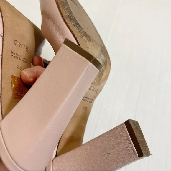CHiE by Chie Mihara Mary Jane Mules Size 38.5 Size 7.5 Pink Leather Spain Pastel