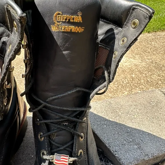 Chippewa Black Composite Toe  25381 Boots Vibram Sole 8” waterproof 10E