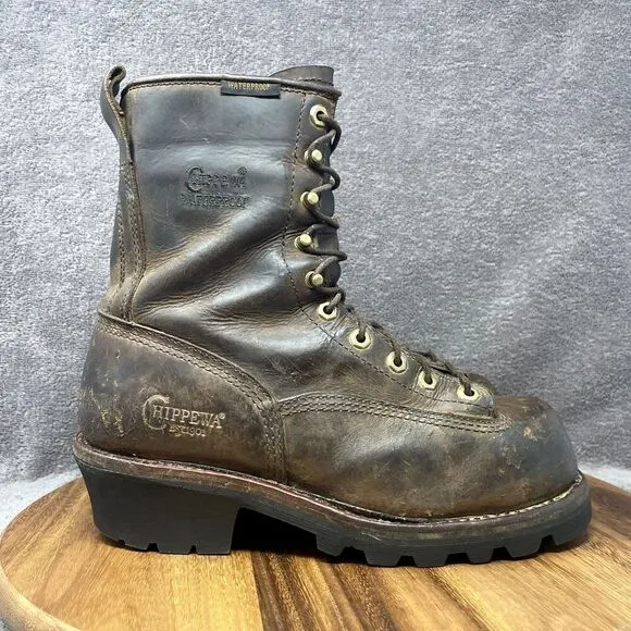 Chippewa Original Waterproof Insulated Steel Toe Logger Boots Men's Size 8.5