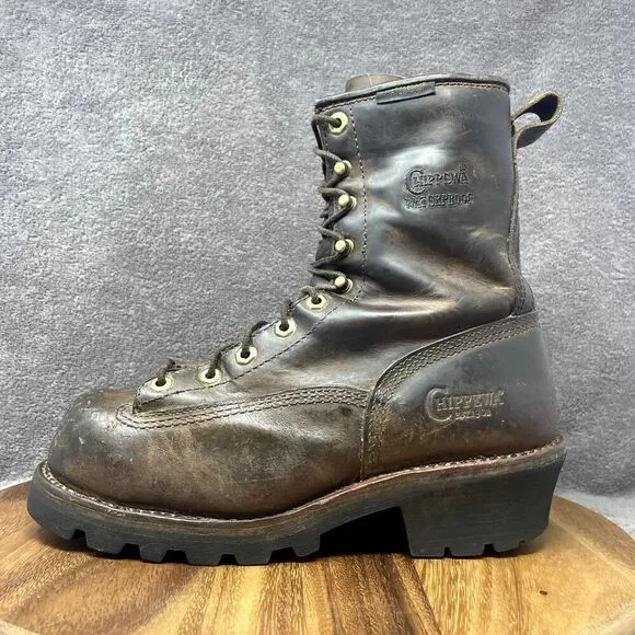 Chippewa Original Waterproof Insulated Steel Toe Logger Boots Men's Size 8.5