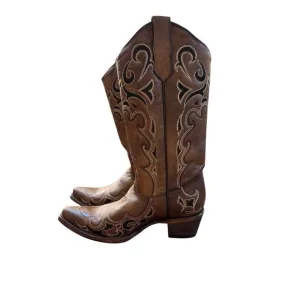 Circle G By Corral Boot Women's Embroidery Sq Toe Boots Size  9 Brown