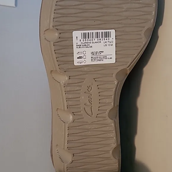 Clarks Artisan Clarene Glamour Criss-Cross Wedge Sandals Sage Nubuck Wmns 10