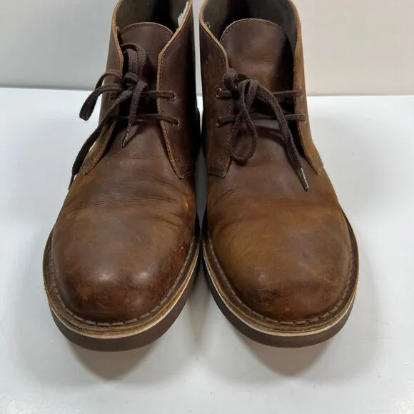 Clarks Boots Mens 10.5M Casual Ankle Chukka Desert 15522 Brown Leather Lace Up
