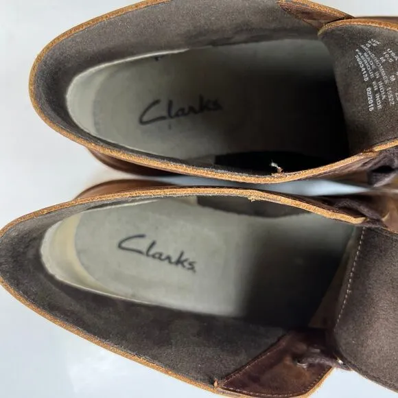 Clarks Boots Mens 10.5M Casual Ankle Chukka Desert 15522 Brown Leather Lace Up