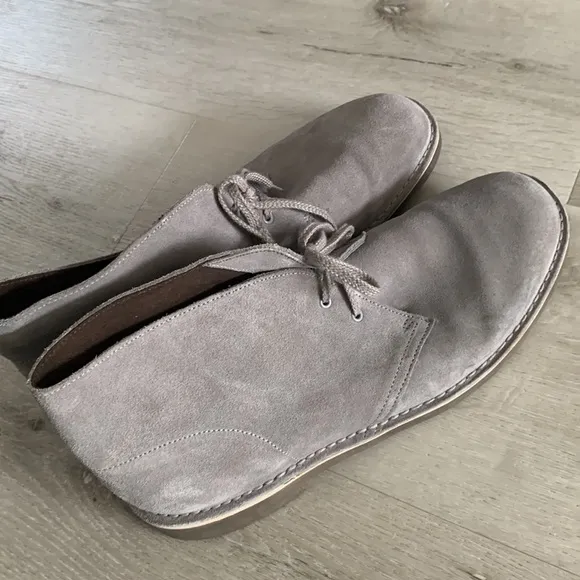 Clarks Boots Mens 13 Chukka Gray Suede Leather Lace Up Ankle Top Casual