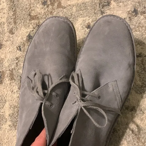 Clarks Boots Mens 13 Chukka Gray Suede Leather Lace Up Ankle Top Casual