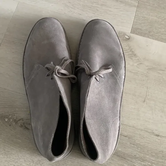Clarks Boots Mens 13 Chukka Gray Suede Leather Lace Up Ankle Top Casual
