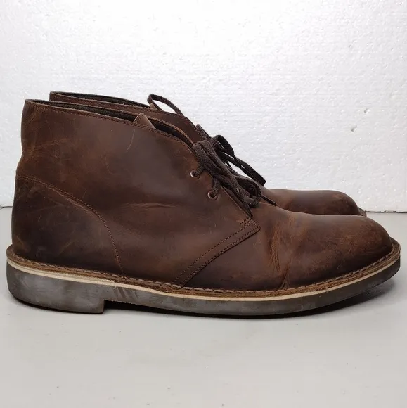 Clarks Bushacre Men's Brown Leather Casual Lace Up Chukka Boots Sz 11.5