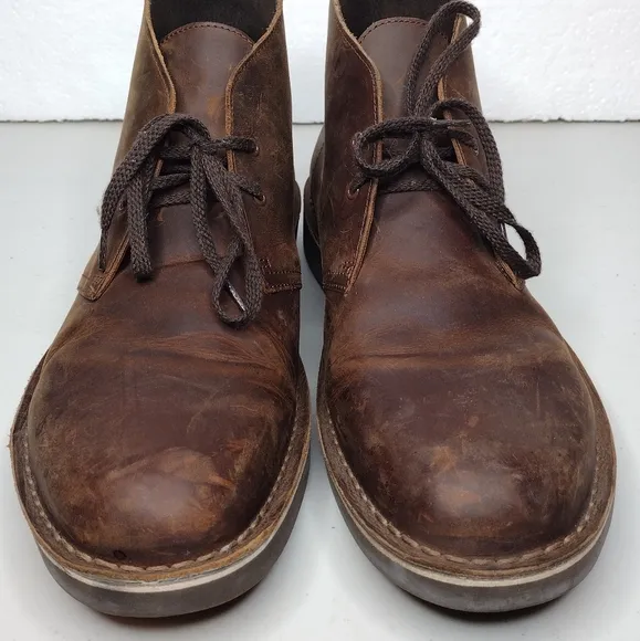Clarks Bushacre Men's Brown Leather Casual Lace Up Chukka Boots Sz 11.5