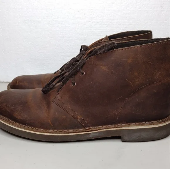Clarks Bushacre Men's Brown Leather Casual Lace Up Chukka Boots Sz 11.5