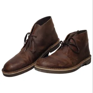 Clarks Bushacre Men's Brown Leather Casual Lace Up Chukka Boots Sz 11.5