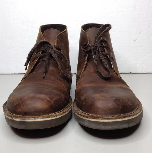 Clarks Bushacre Men's Brown Leather Casual Lace Up Chukka Boots Sz 11.5