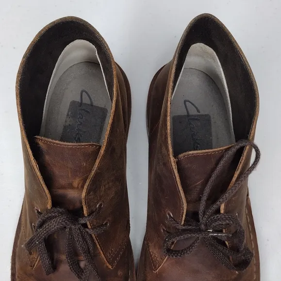 Clarks Bushacre Men's Brown Leather Casual Lace Up Chukka Boots Sz 11.5