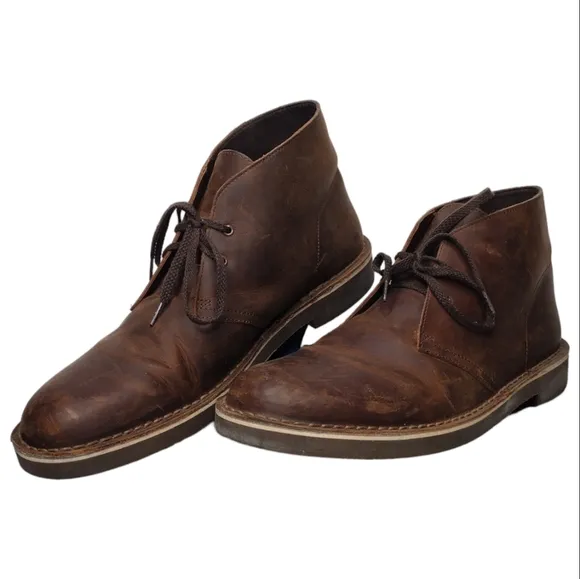 Clarks Bushacre Men's Brown Leather Casual Lace Up Chukka Boots Sz 11.5