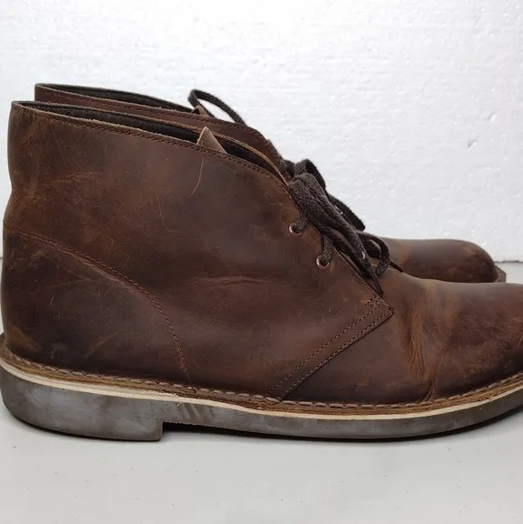 Clarks Bushacre Men's Brown Leather Casual Lace Up Chukka Boots Sz 11.5