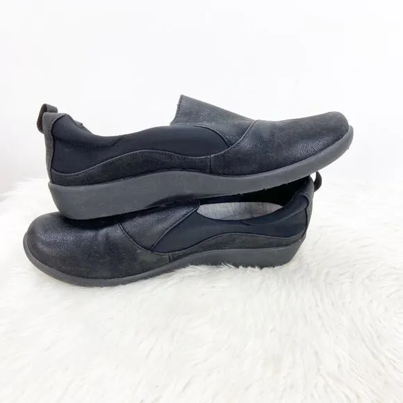 Clarks Cloudsteppers Soft Cushion 8 M Womens Black Slip-on Comfort Shoes