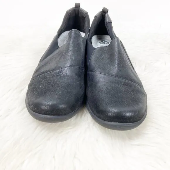 Clarks Cloudsteppers Soft Cushion 8 M Womens Black Slip-on Comfort Shoes