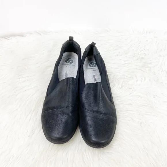Clarks Cloudsteppers Soft Cushion 8 M Womens Black Slip-on Comfort Shoes
