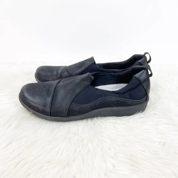Clarks Cloudsteppers Soft Cushion 8 M Womens Black Slip-on Comfort Shoes
