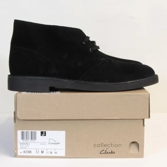 Clarks Collection Black Bushacre 2 Suede Ankle Lace-up Chukka Boots Size 12