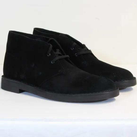 Clarks Collection Black Bushacre 2 Suede Ankle Lace-up Chukka Boots Size 12