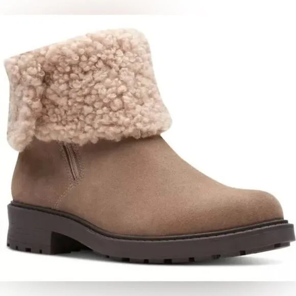 Clarks Collection Warm-Lined Suede Mid Boots - Opal Zip 9M