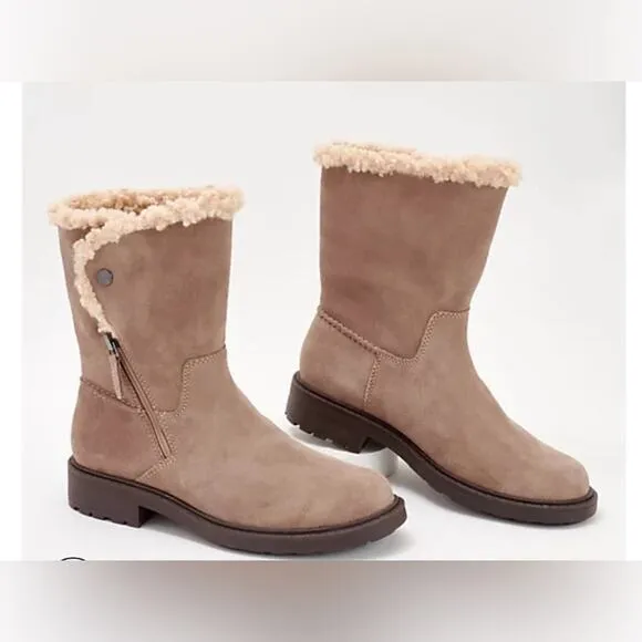 Clarks Collection Warm-Lined Suede Mid Boots - Opal Zip 9M