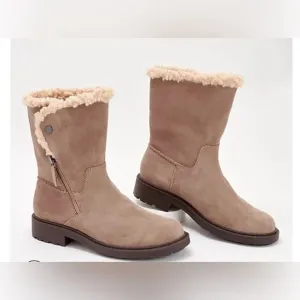 Clarks Collection Warm-Lined Suede Mid Boots - Opal Zip 9M
