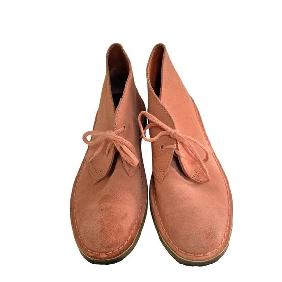 Clarks Desert Boots Warm Beige(Peach) Size 8.5M Ankle Lace Up Classic Comfort St