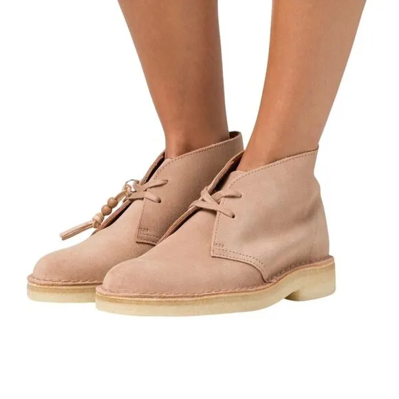 Clarks Desert Boots Warm Beige(Peach) Size 8.5M Ankle Lace Up Classic Comfort St